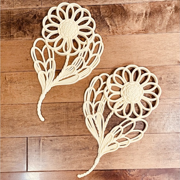 VTG Retro 1978 Burwood Products Lg White Plastic Daisy Wall Hanging Decor 2 PC - Picture 2 of 9